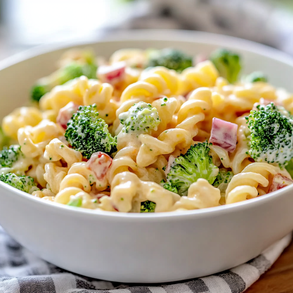Recipe preparation for Tasty Broccoli Pasta Salad Recipe