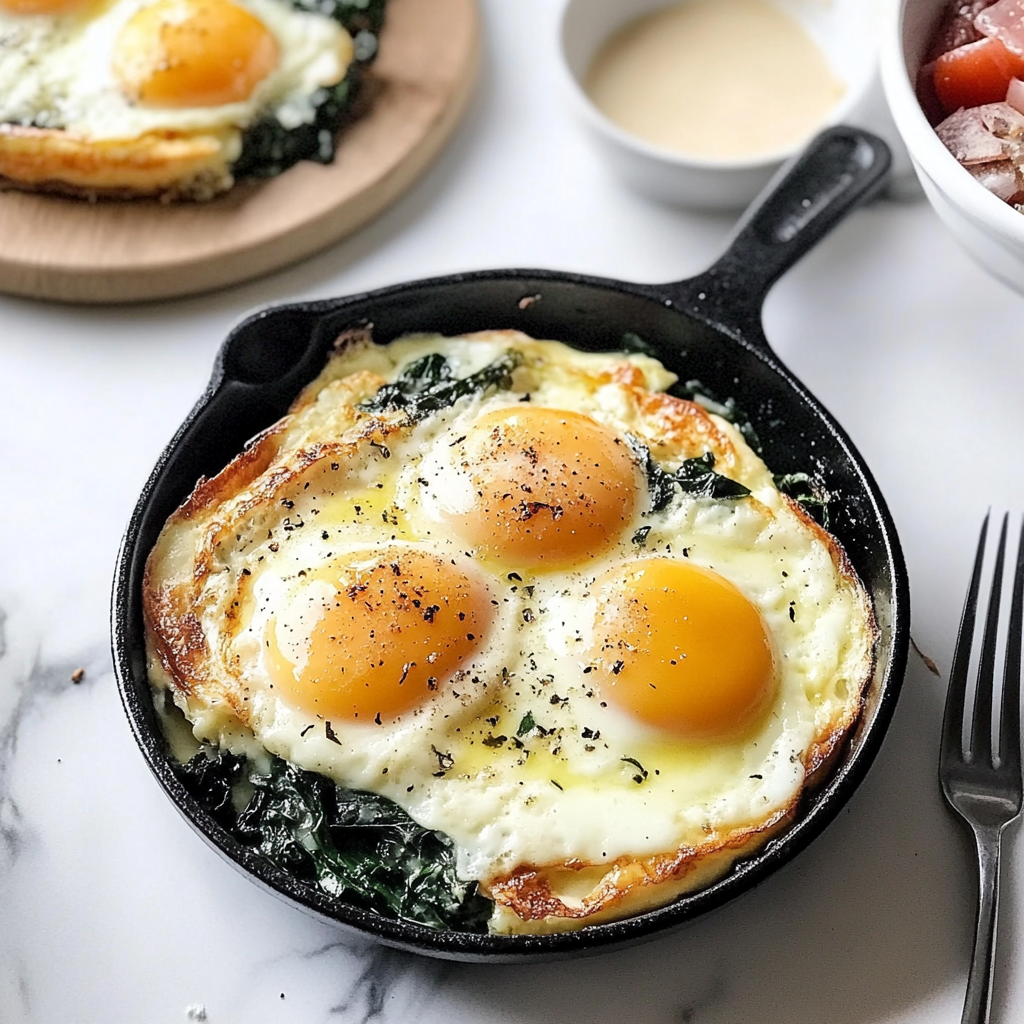 Recipe preparation for Baked Eggs Florentine: A Comforting Classic with a Twist