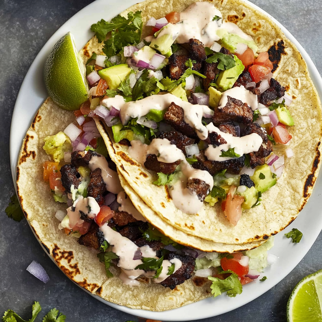 Recipe preparation for Greek-Inspired Smashed Tacos