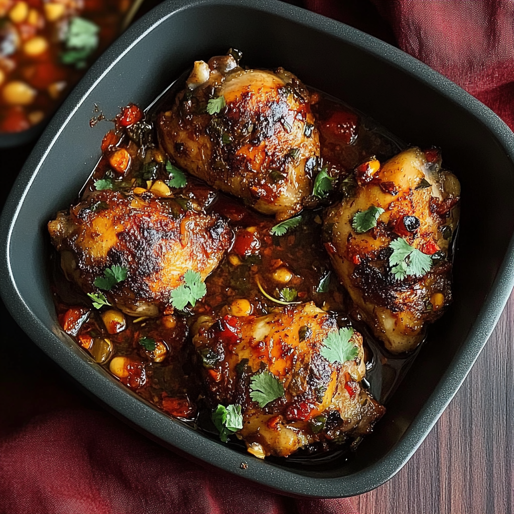 Recipe preparation for Spicy Mediterranean Chicken Thighs