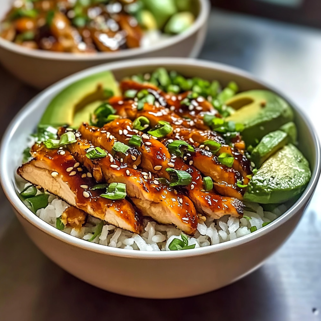 Recipe preparation for Spicy Honey Ginger Chicken Bowls with Yum Yum Sauce