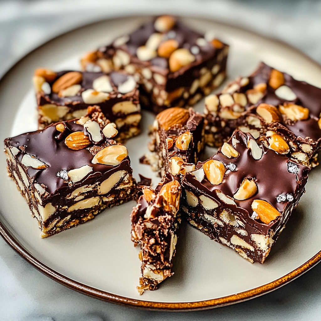 Recipe preparation for Dark Chocolate and Sea Salt Nut Bars