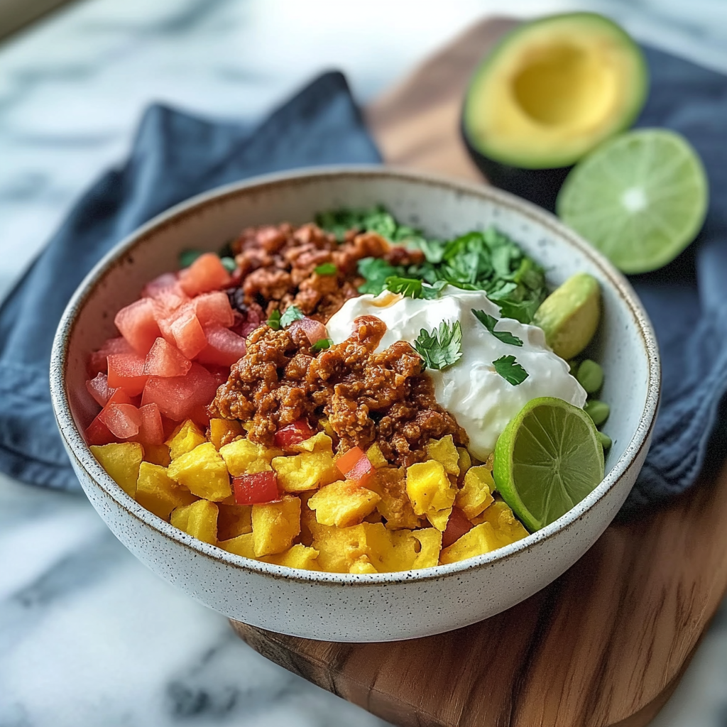 Recipe preparation for Hearty Breakfast Burrito Bowl