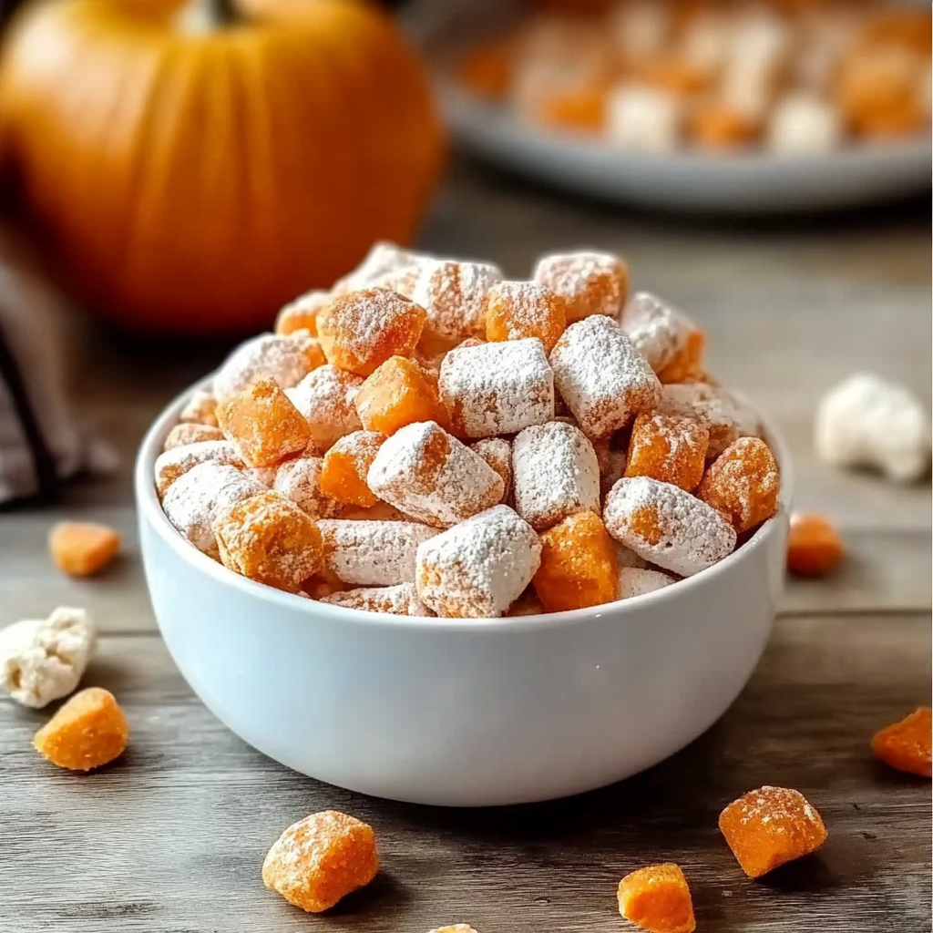 Recipe preparation for Pumpkin Spice Puppy Chow
