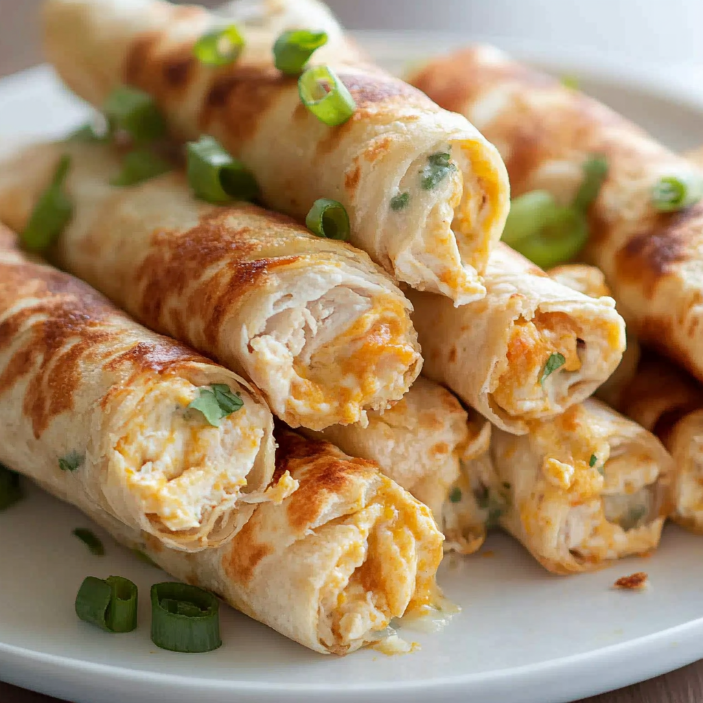 Recipe preparation for Baked Creamy Chicken Taquitos