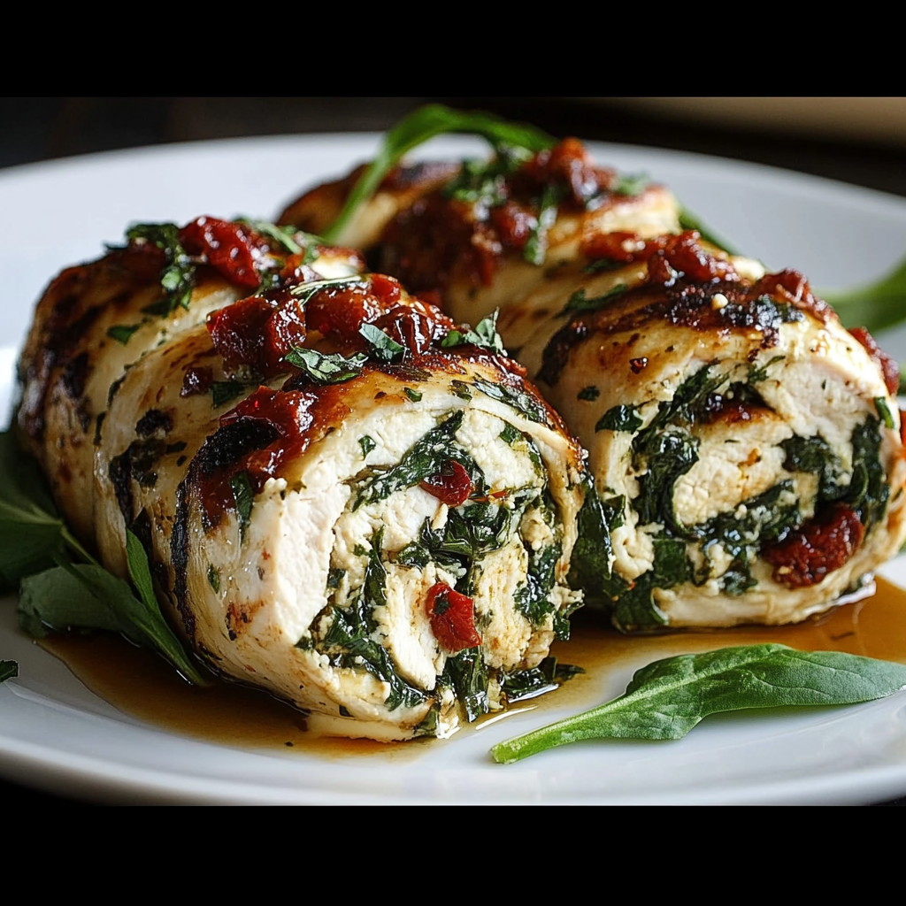 Recipe preparation for Spinach & Feta Chicken Rollups