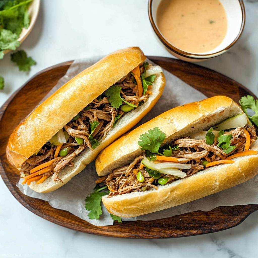 Recipe preparation for Slow Cooker Vietnamese Pulled Pork Banh Mi