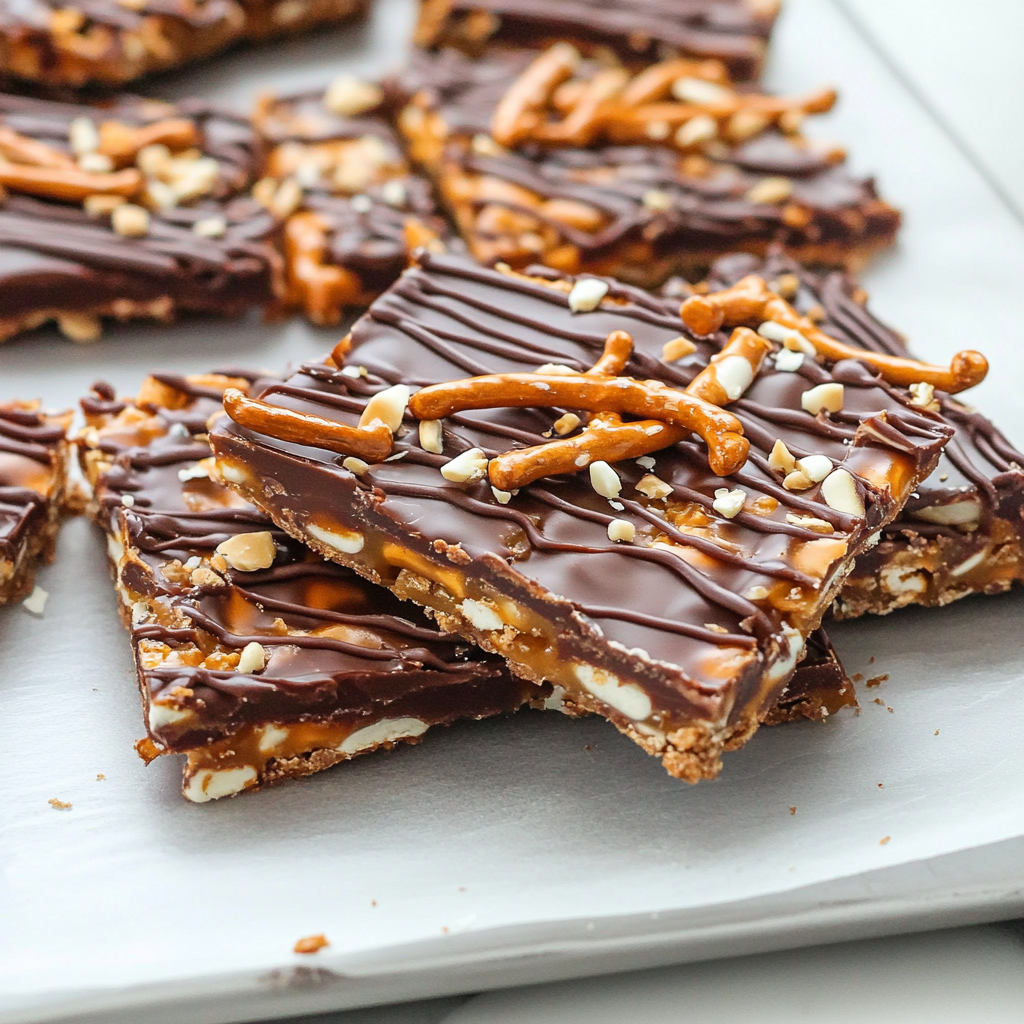 Recipe preparation for Salted Caramel Pretzel Bark