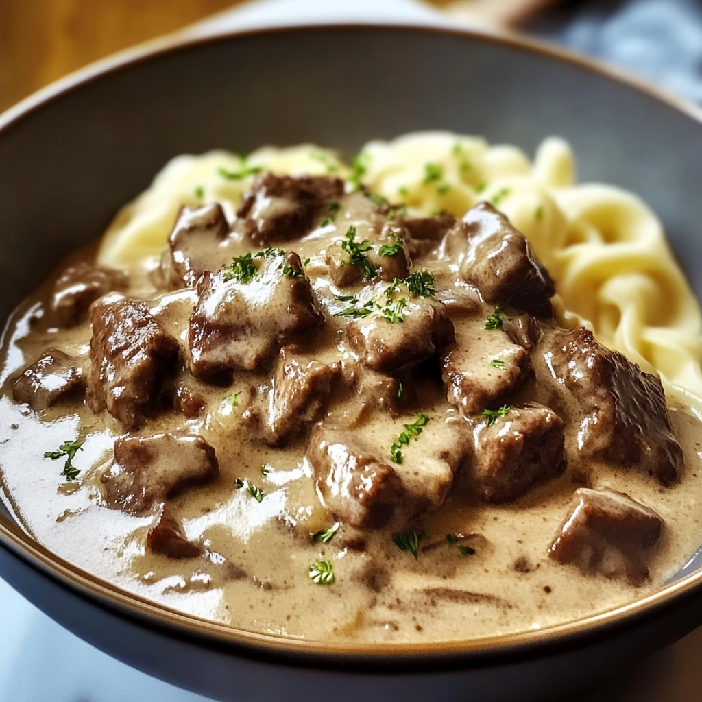 Recipe preparation for Comforting and Creamy Beef Stroganoff