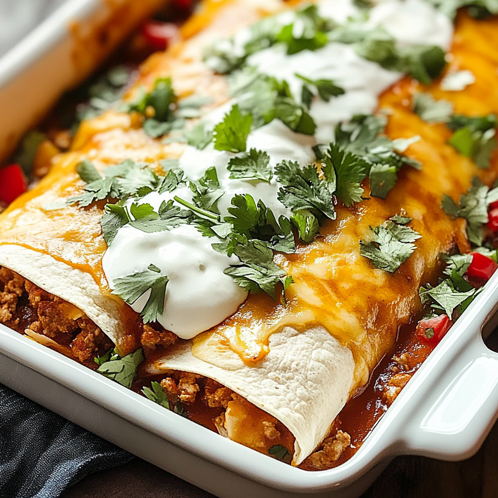 Recipe preparation for Easy Ground Beef Enchiladas
