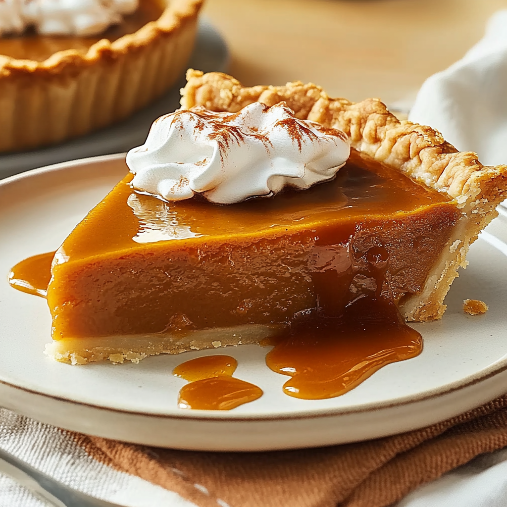 Recipe preparation for Caramel Pumpkin Pie