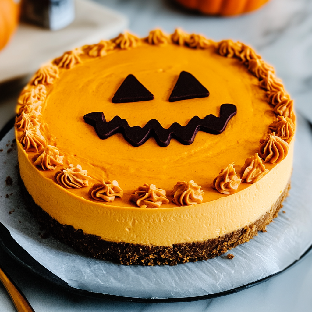 Recipe preparation for Jack-O’-Lantern Cheesecake