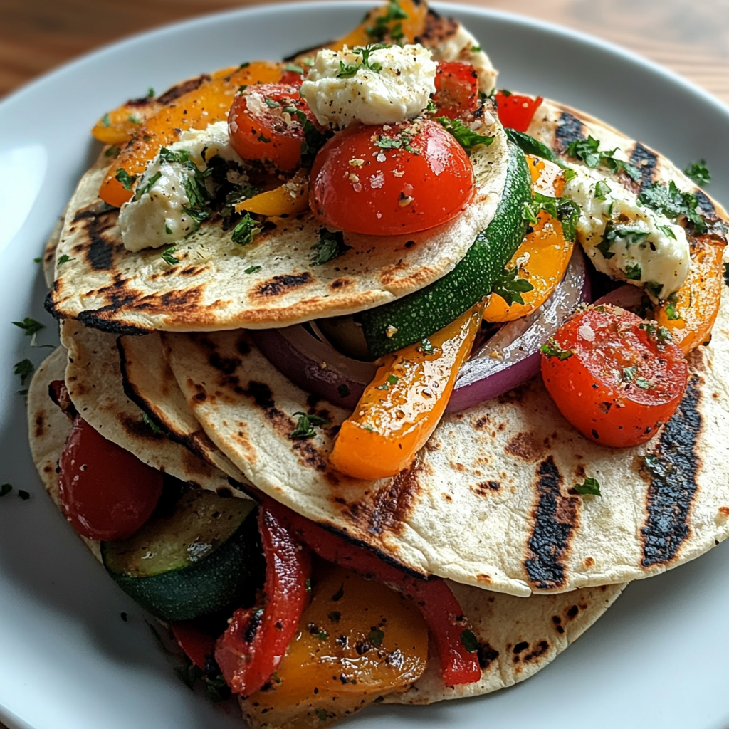 Recipe preparation for Grilled Mediterranean Veggie Quesadillas