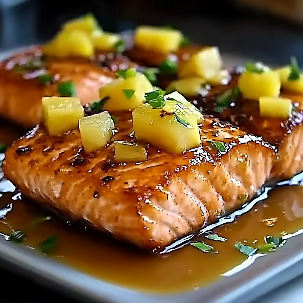 Recipe preparation for Honey Pineapple Glazed Salmon