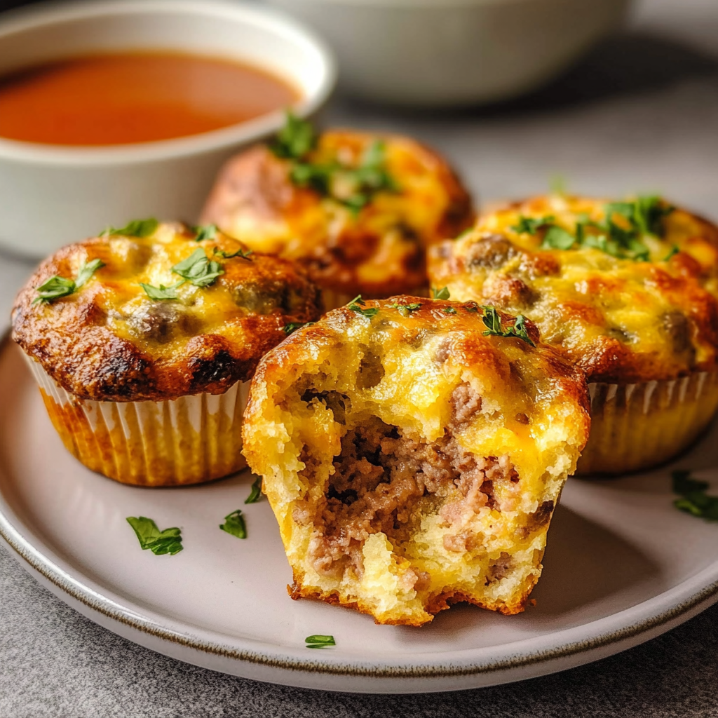Recipe preparation for High Protein Sausage Pancake Muffins