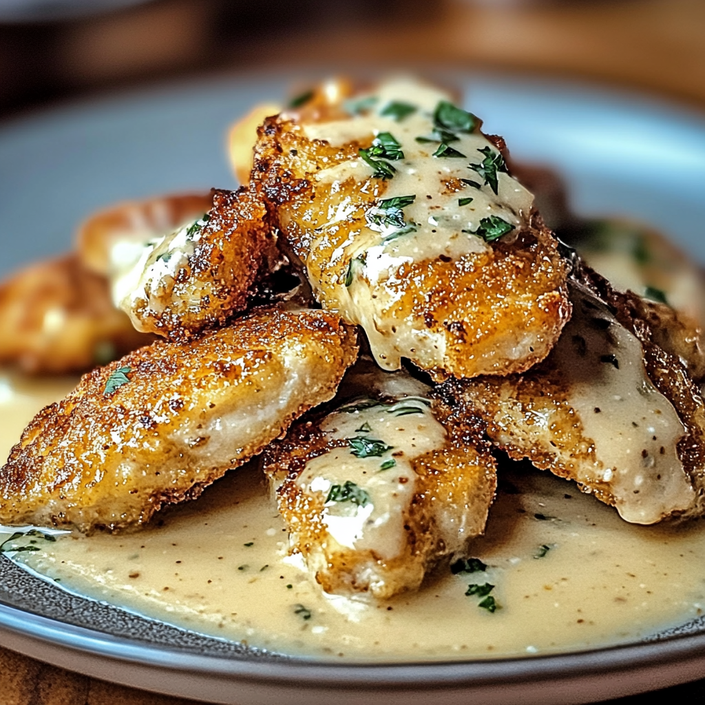 Recipe preparation for Crispy Parmesan Chicken with a Rich Garlic Sauce