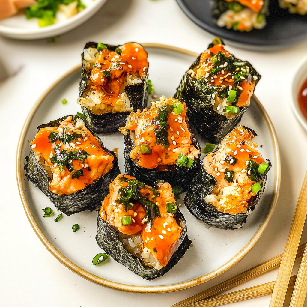 Recipe preparation for Easy Baked Salmon Sushi Cups