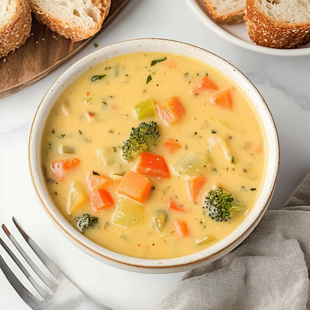Recipe preparation for Creamy Vegetable Soup