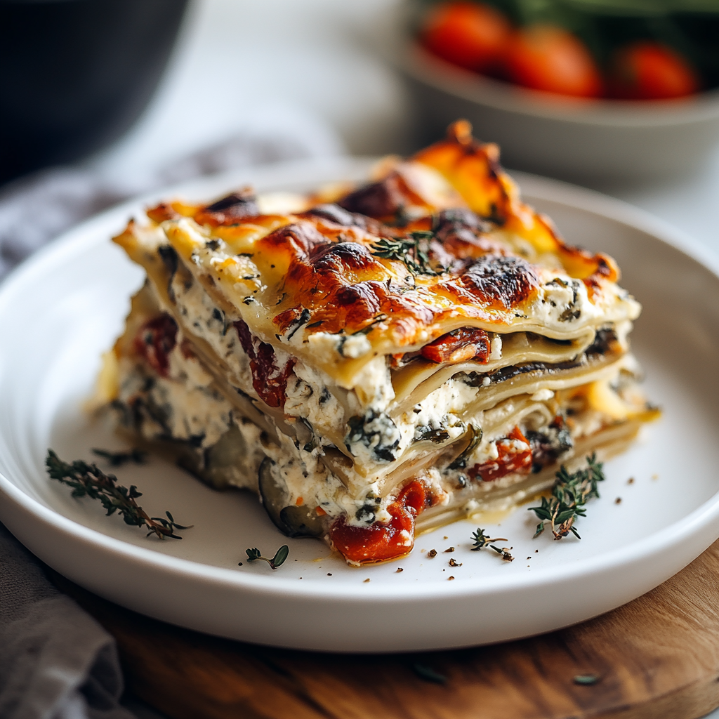 Recipe preparation for Loaded Veggie White Lasagna