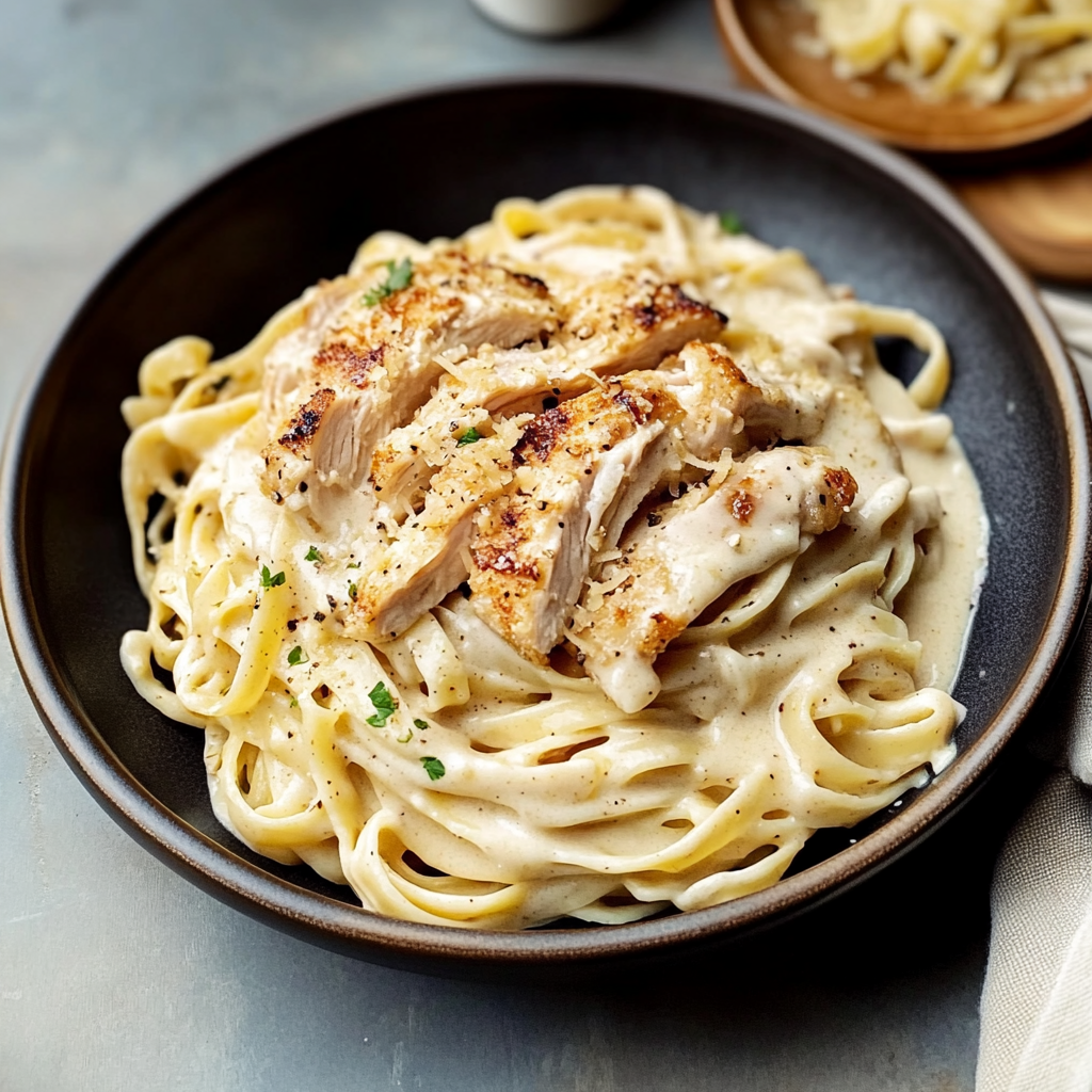 Recipe preparation for Chicken Fettuccine Alfredo