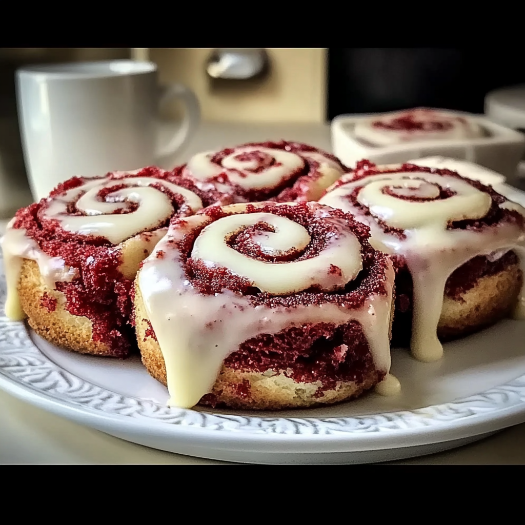 Recipe preparation for Red Velvet Cinnamon Rolls