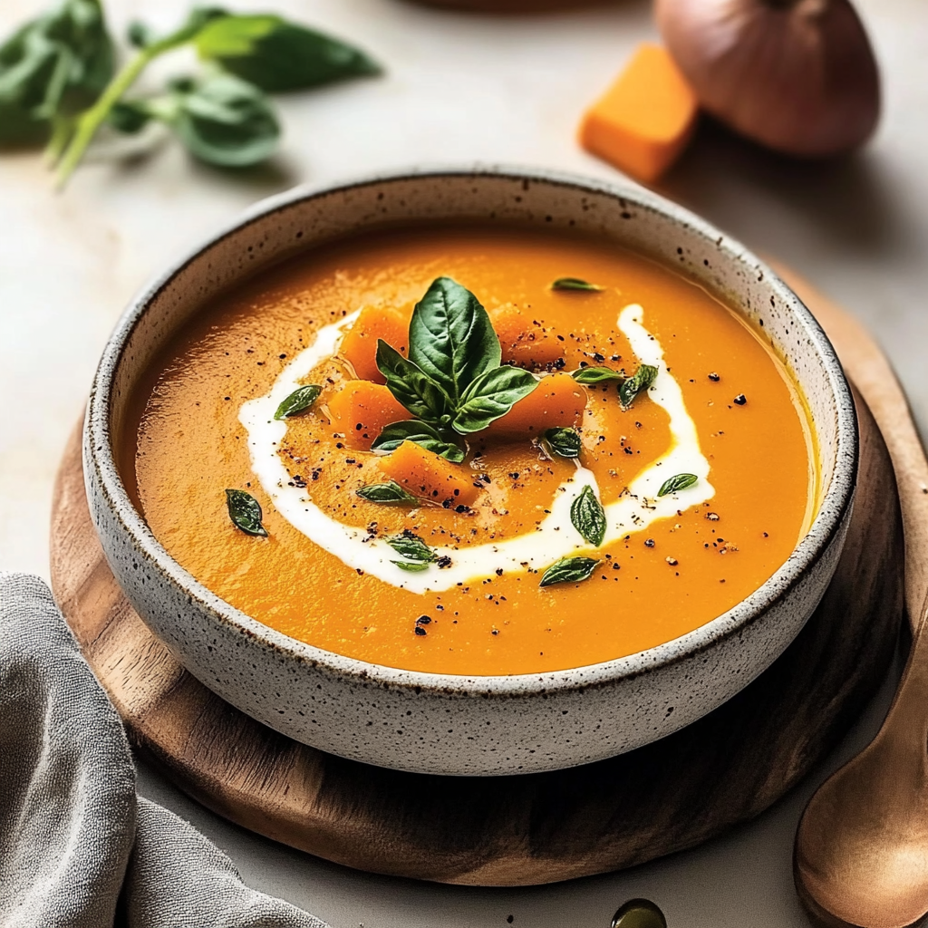Recipe preparation for Sweet Potato Pumpkin Soup