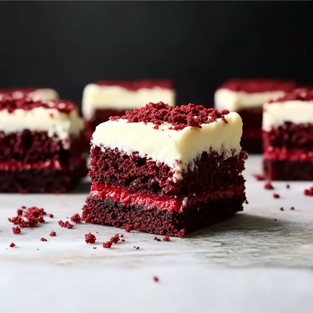 Recipe preparation for Red Velvet Brownies with Cream Cheese Frosting