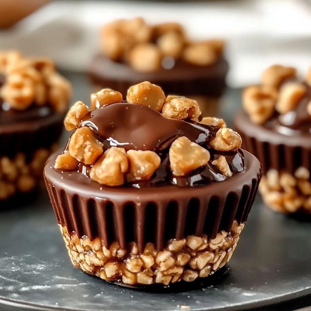 Recipe preparation for Chocolate Peanut Butter Rice Krispie Cups