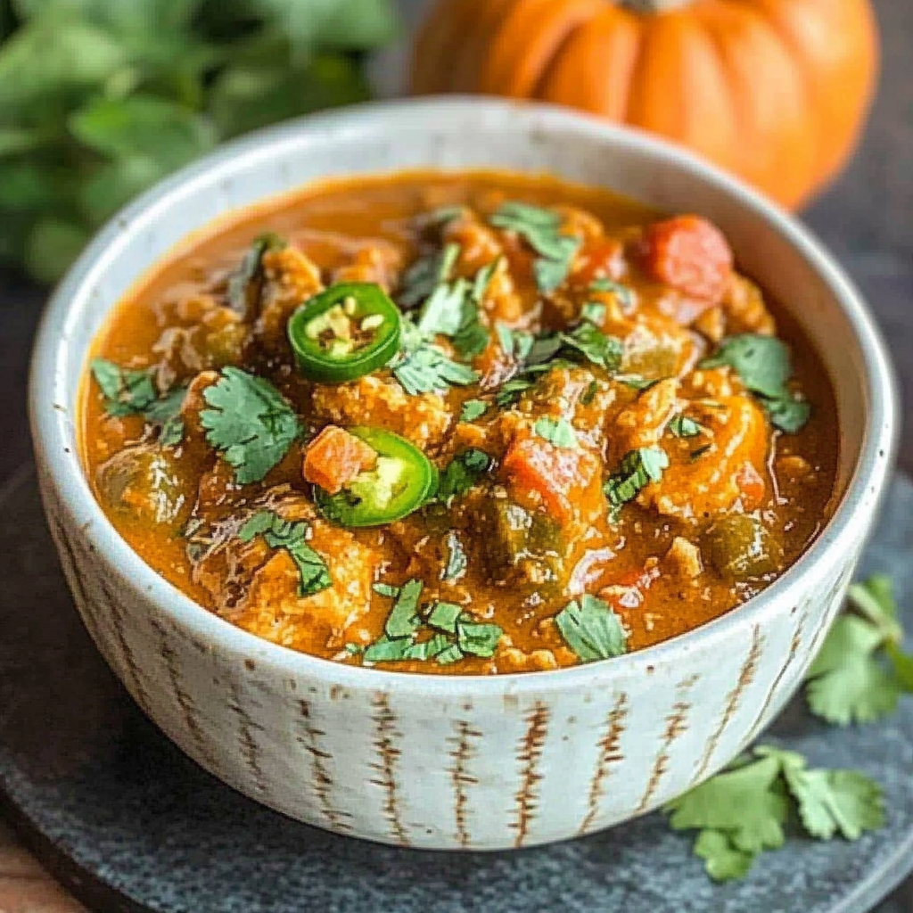 Recipe preparation for Creamy Pumpkin Chicken Chili