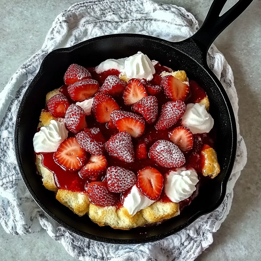 Recipe preparation for Skillet Strawberry Shortcake