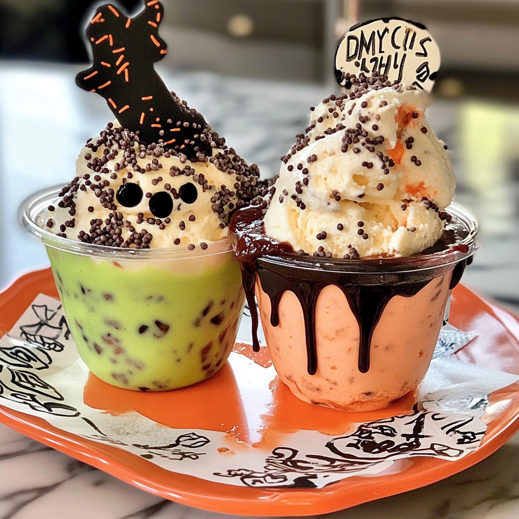 Recipe preparation for Halloween Ice Cream Cups