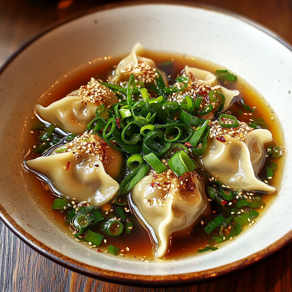 Recipe preparation for Asian Dumpling Potsticker Soup