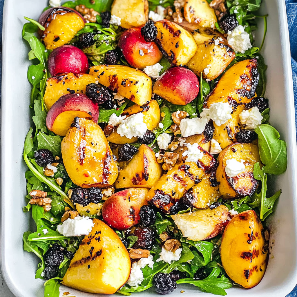 Recipe preparation for Grilled Peach Salad