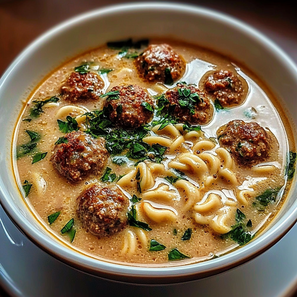 Recipe preparation for Creamy Italian Meatball Soup