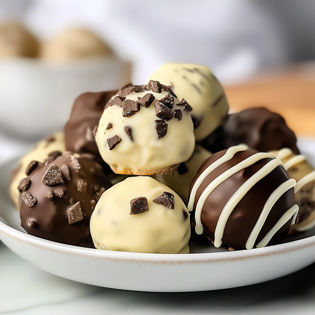 Recipe preparation for Peppermint Cookie Dough Truffle Pops
