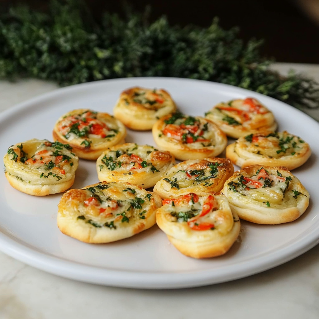 Recipe preparation for Holiday Parmesan Herb Pinwheel Crackers