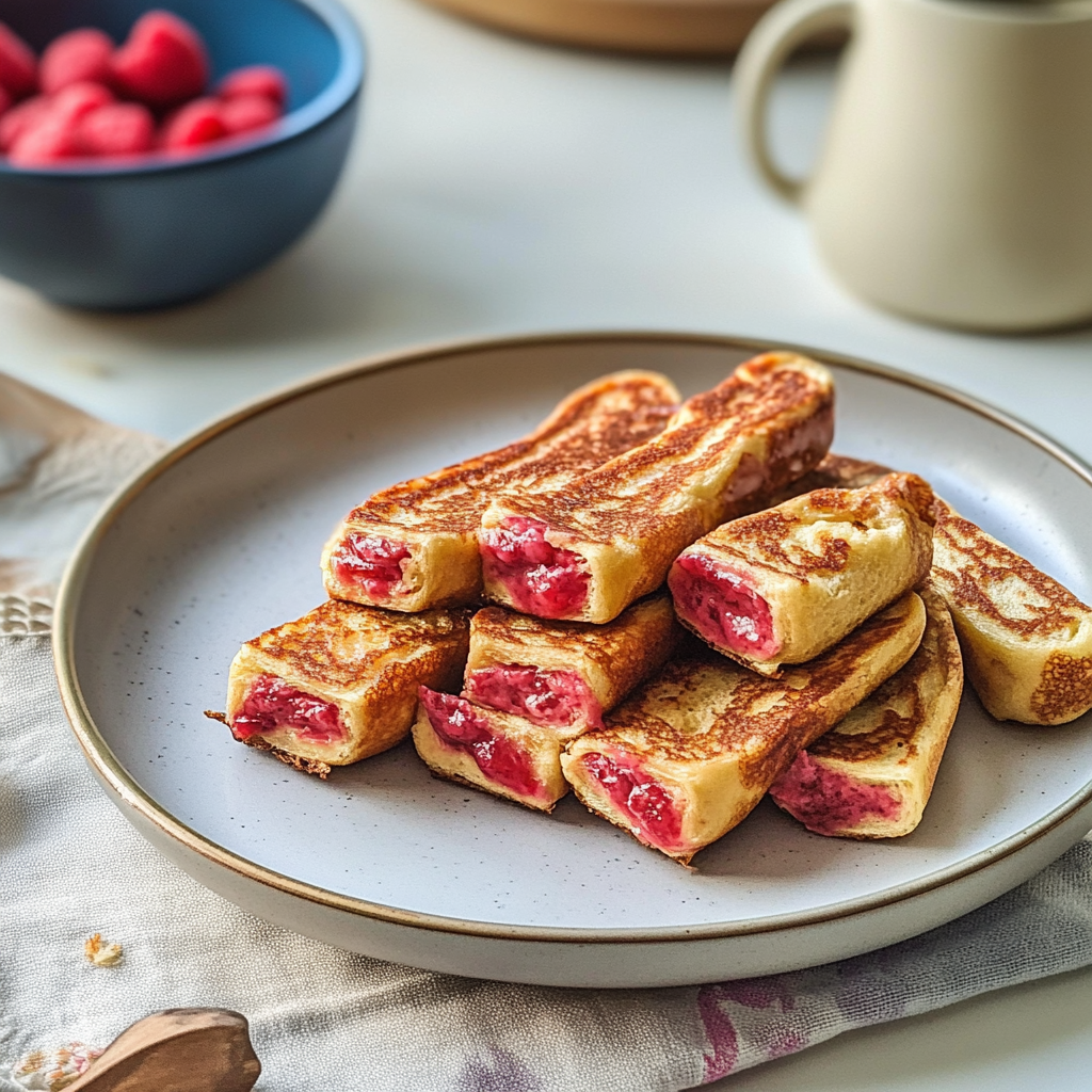 Recipe preparation for Cranberry Cream Cheese French Toast Roll-Ups