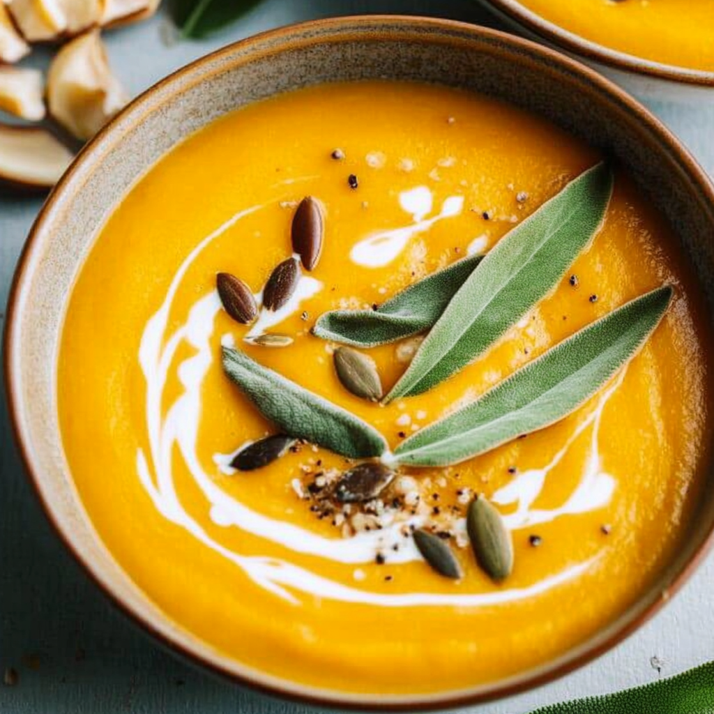 Recipe preparation for Roasted Butternut Squash and Sage Soup