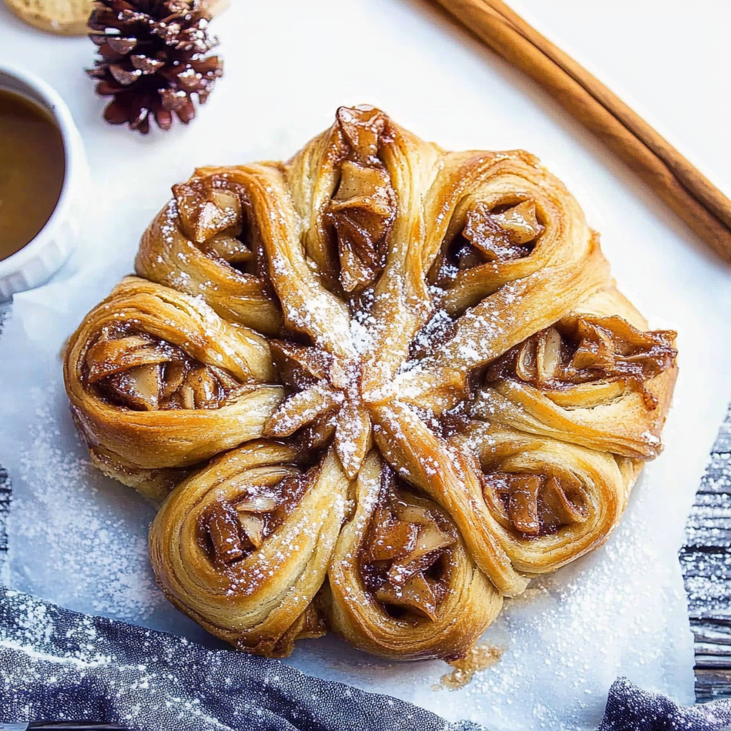 Recipe preparation for Cinnamon Roll Snowflake Pull Apart Bread