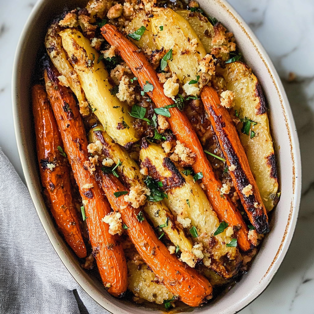 Recipe preparation for Honey-roast carrots & parsnips with rosemary