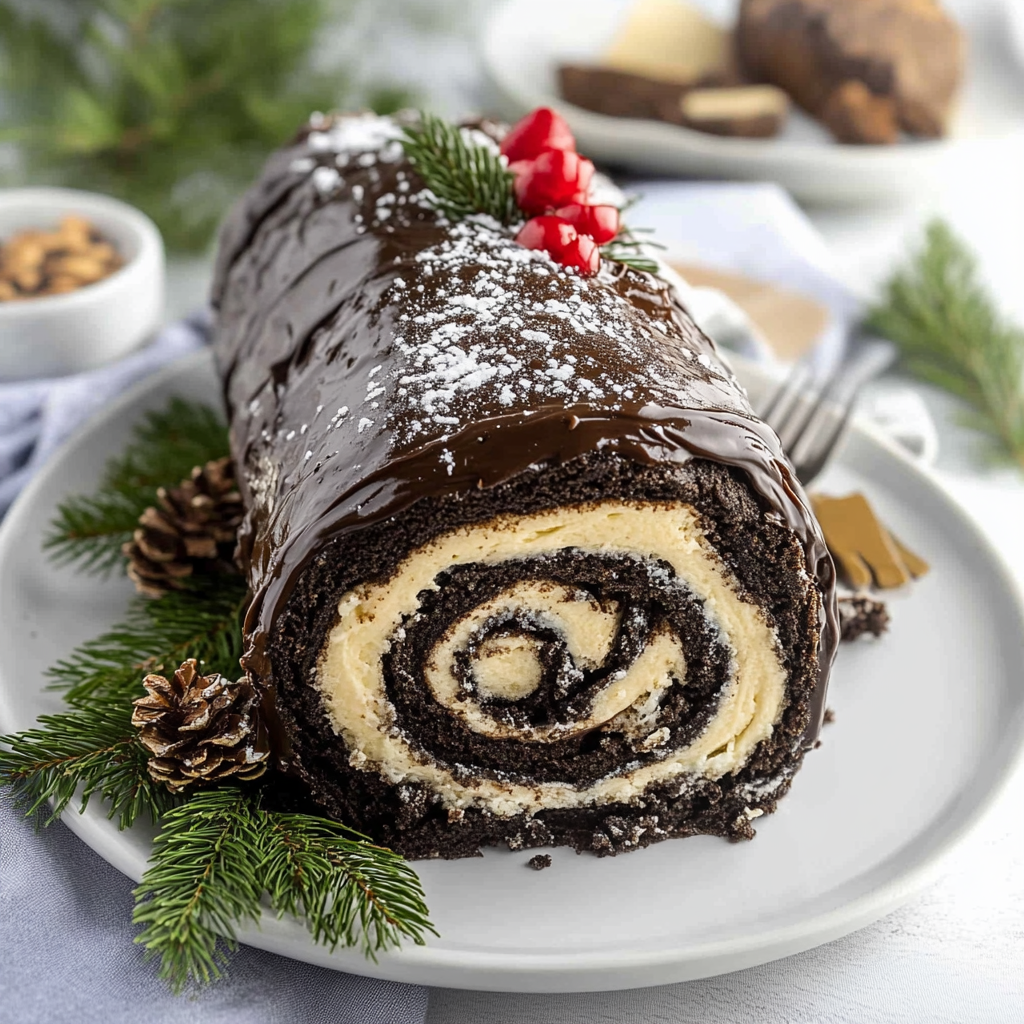 Recipe preparation for Yule log roulade