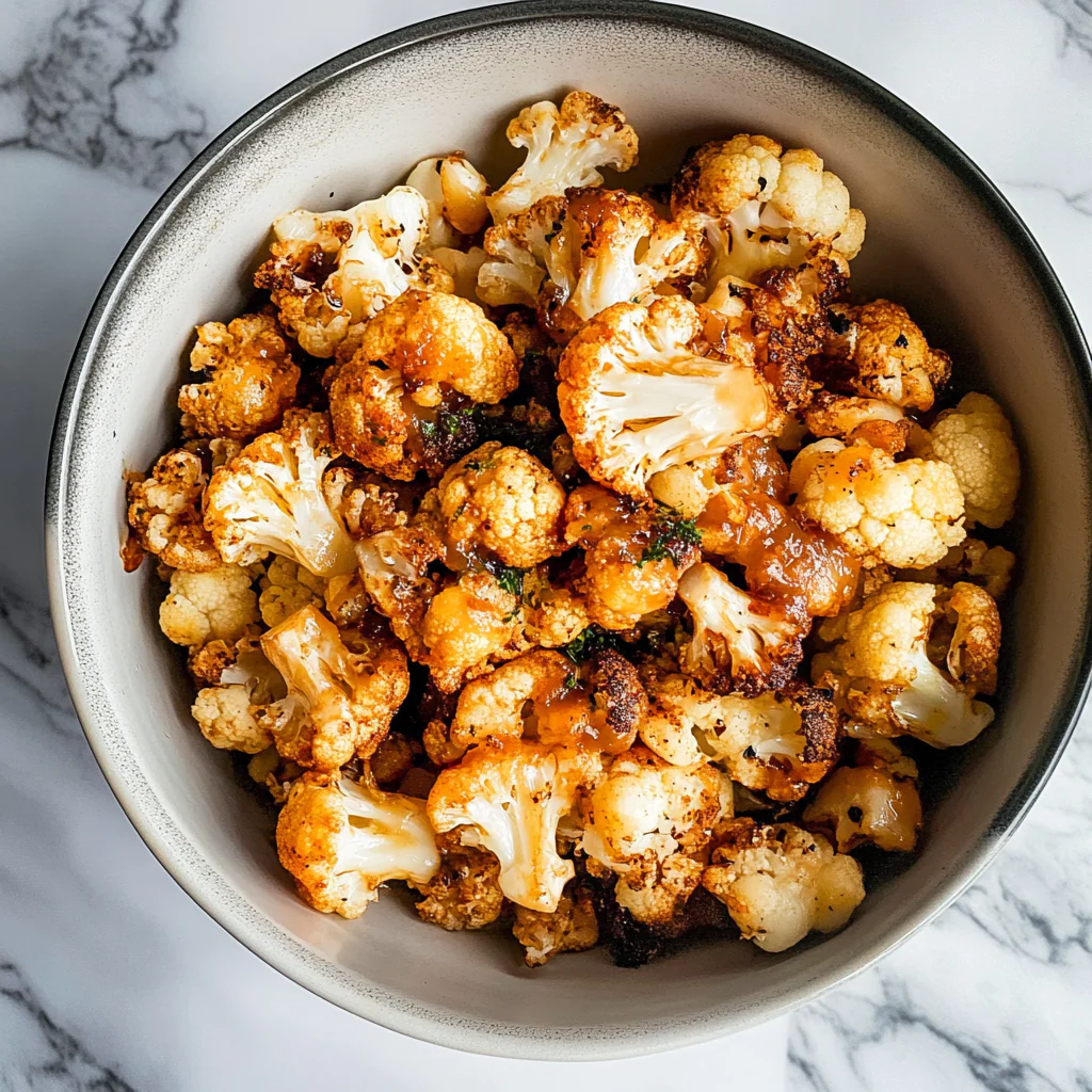 Recipe preparation for Air-fryer cauliflower with maple glaze