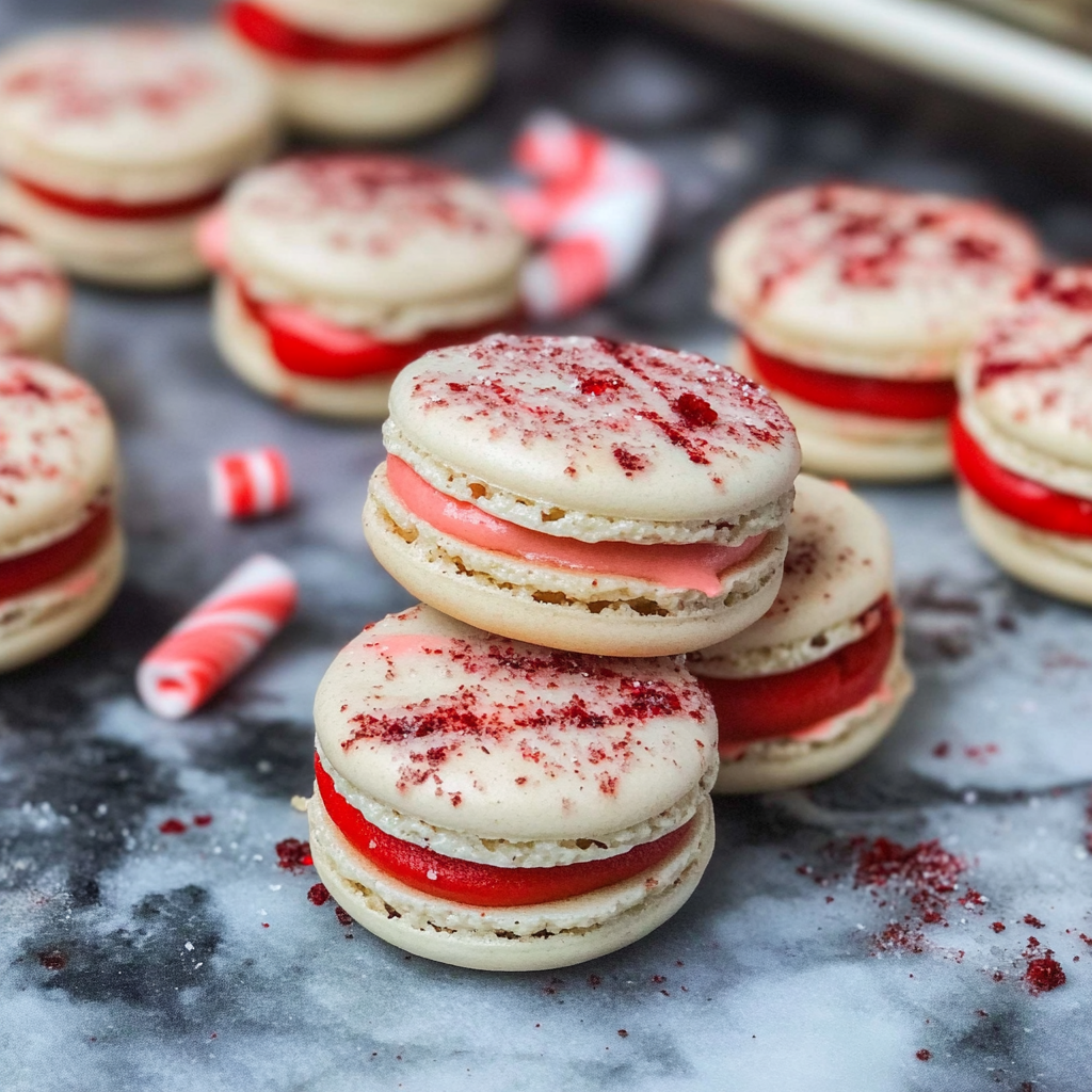 Recipe preparation for Peppermint Cream Macarons