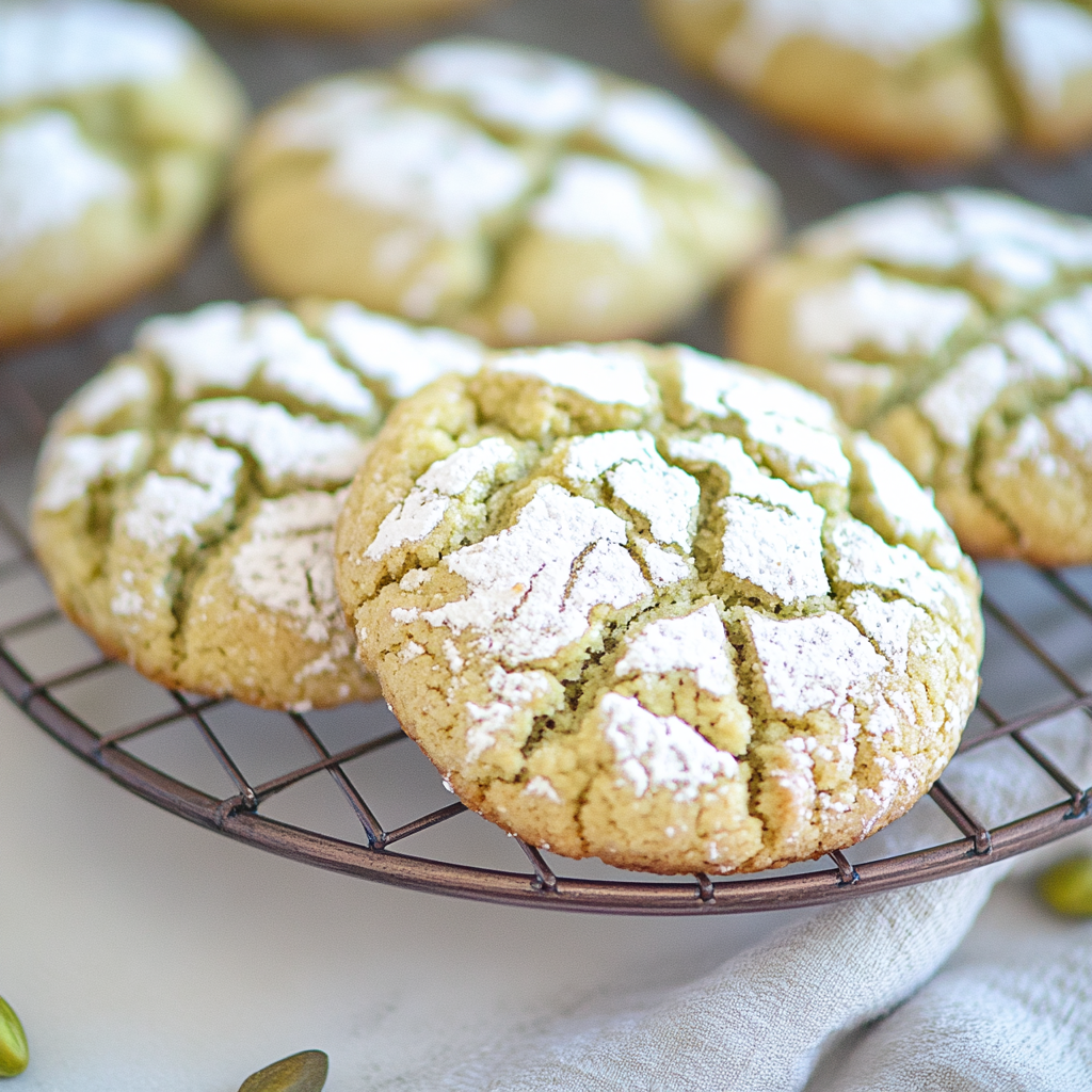 Recipe preparation for Pistachio & White Chocolate Crinkle Cookies