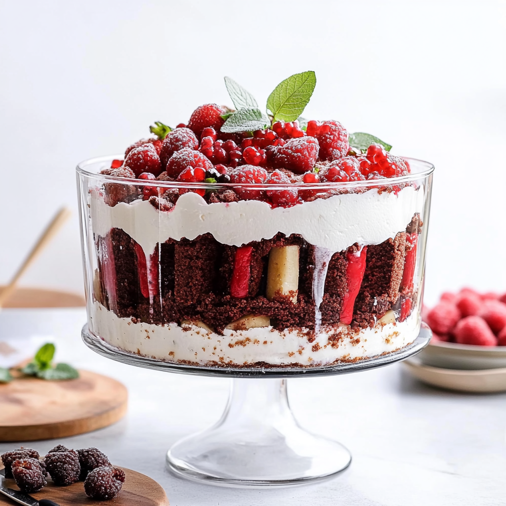 Recipe preparation for Red Velvet Trifle with Mascarpone Cream