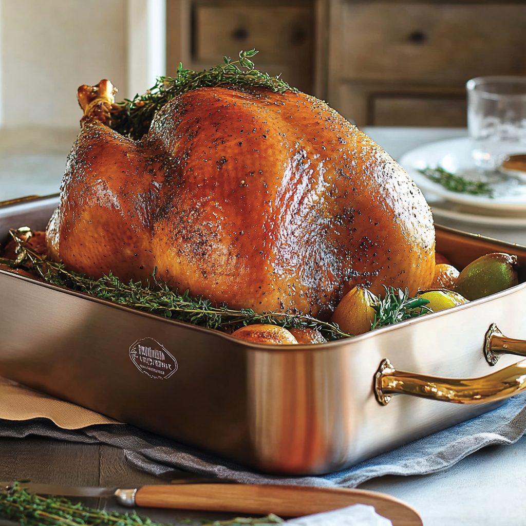 Recipe preparation for Classic Herb-Roasted Turkey with Pan Gravy
