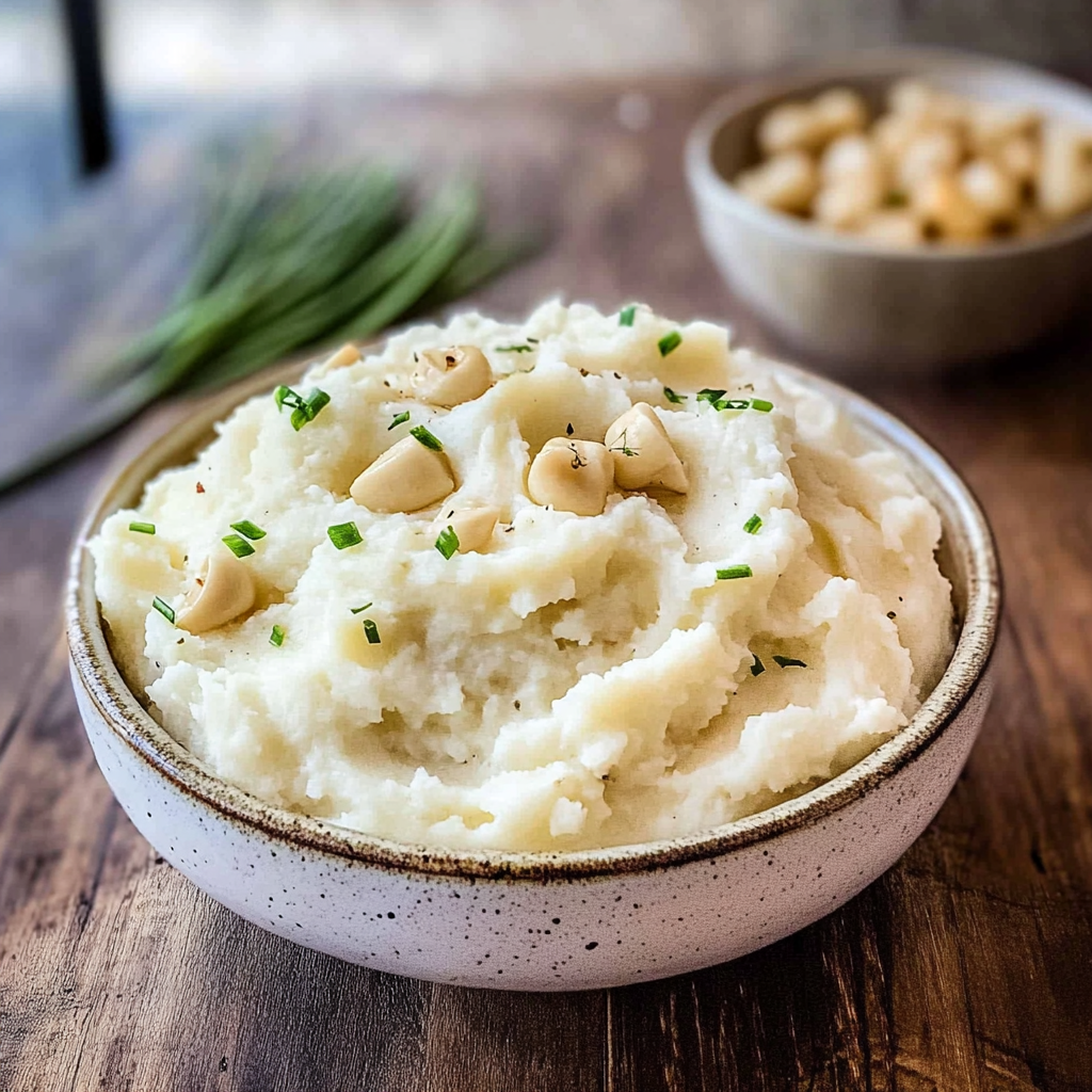 Recipe preparation for Creamy Mashed Potatoes with Roasted Garlic