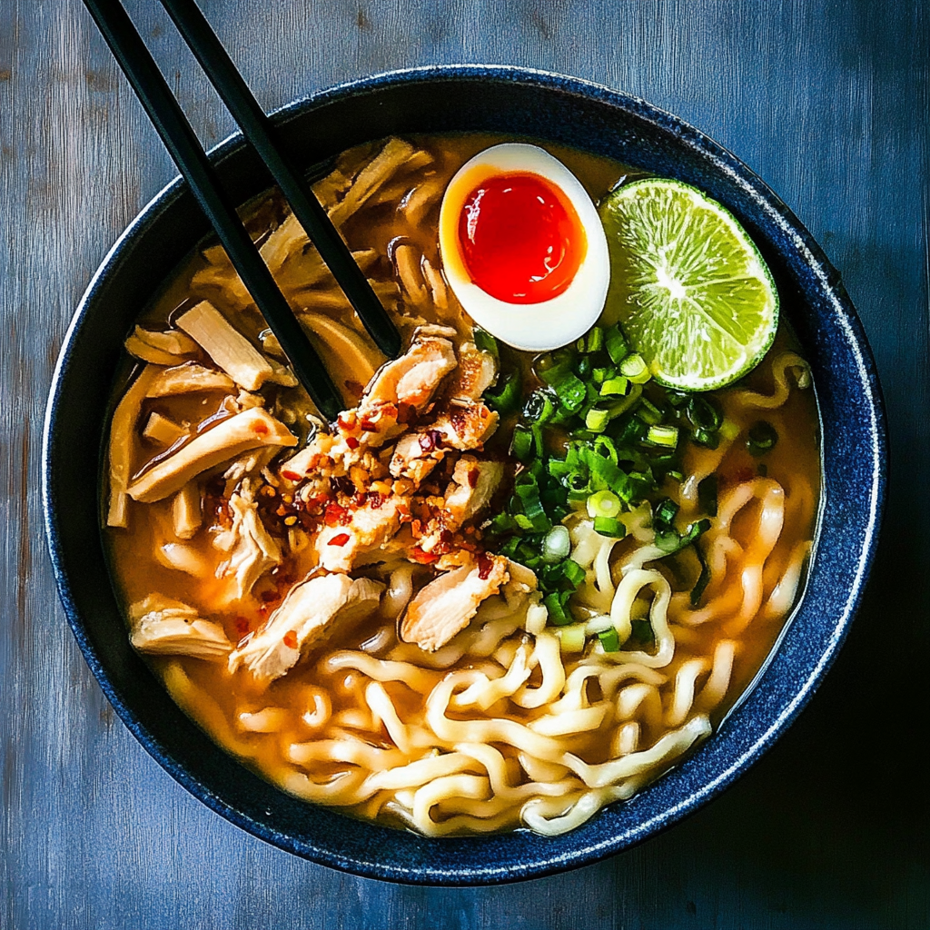 Recipe preparation for Sesame Ginger Chicken Ramen Bowls