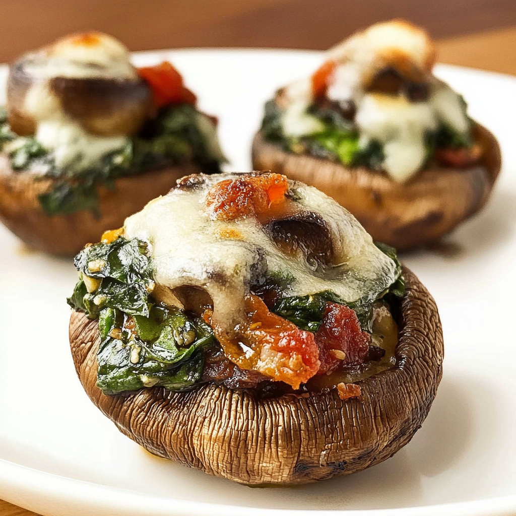 Recipe preparation for Pesto & Sun-Dried Tomato Stuffed Mushrooms