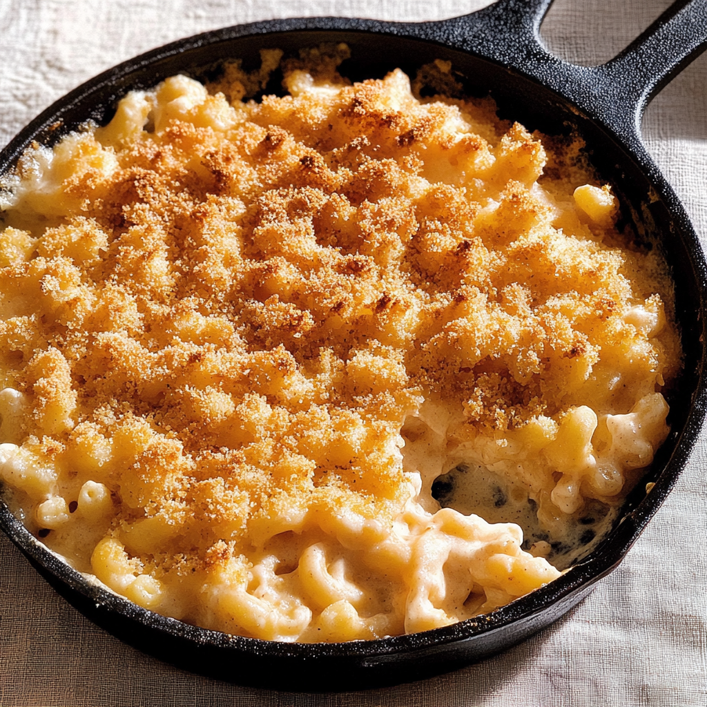 Recipe preparation for Cozy White Cheddar & Sage Skillet Mac